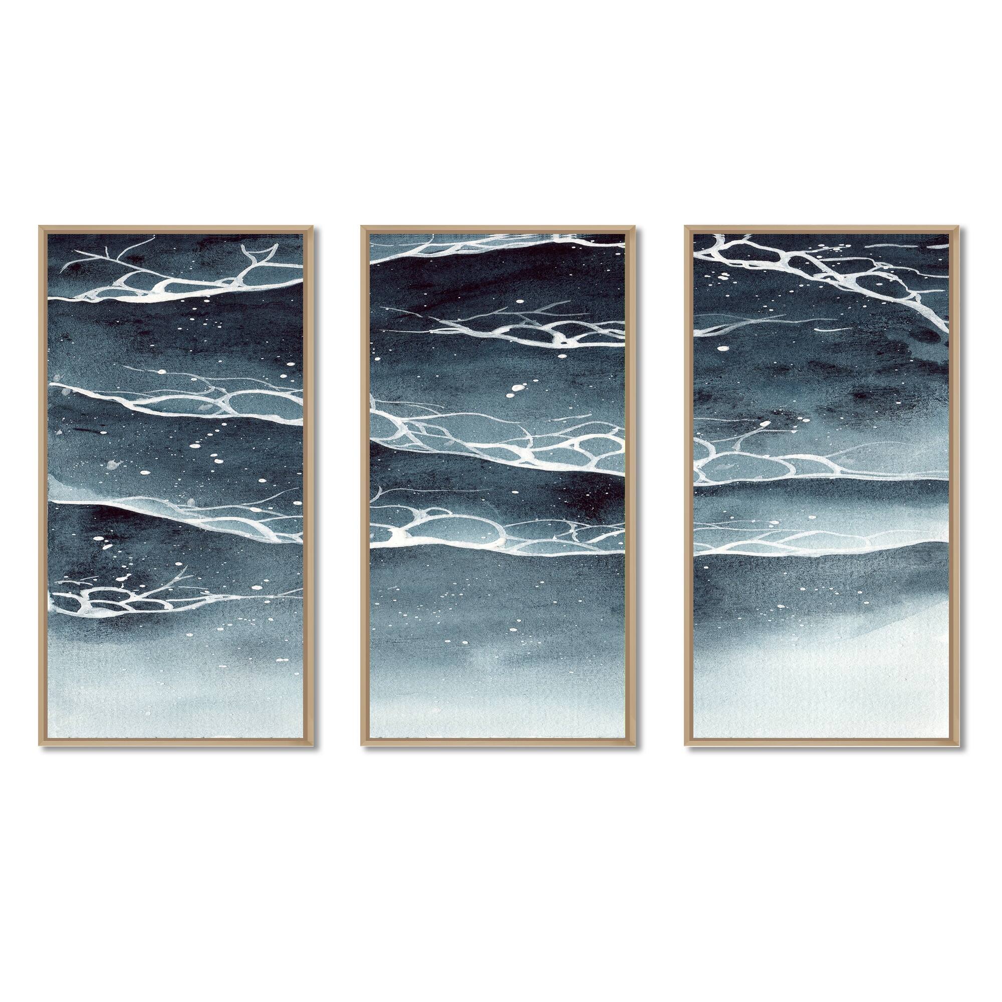 Designart "Navy Blue Ocean Waves With White Seafoam" Nautical & Coastal